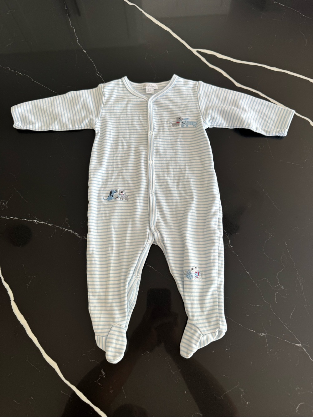 Kissy Kissy Light Blue & White Striped Footed One-Piece